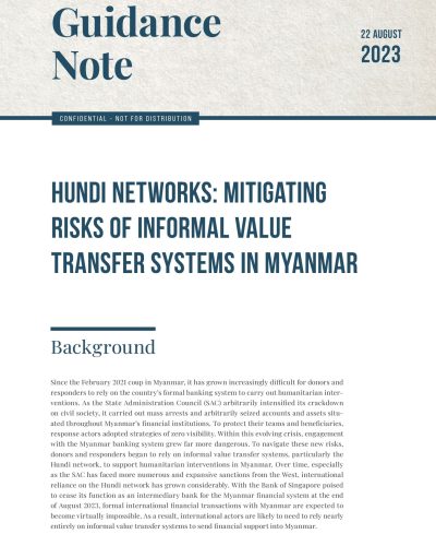 20230821_GN_Hundi Networks-Mitigating Risks of the Informal Value Transfer Systems in Myanmar_Cover