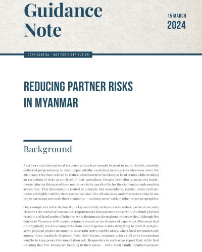 20240316_GN_Reducing Partner Risks in Myanmar_Cover